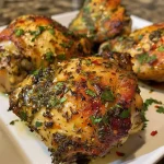 ['Juicy herb-seasoned chicken breasts from an air fryer, served on a plate.', 'Close-up view of golden-brown Air Fryer Herb Chicken with garnishes.', 'Tender chicken breasts with a sprinkle of herbs, freshly cooked in an air fryer.', 'Mouthwatering Air Fryer Herb Chicken, showcasing a crispy exterior and juicy interior.']