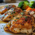 ['Close-up of apple cider glazed chicken on a colorful wild rice bowl with vegetables.', 'Side view of juicy chicken breast coated in apple cider glaze over a vibrant wild rice medley.', 'Deliciously glazed chicken featuring a variety of vegetables atop a bed of wild rice.', 'A hearty bowl showcasing apple cider chicken with mixed veggies and wild rice.']