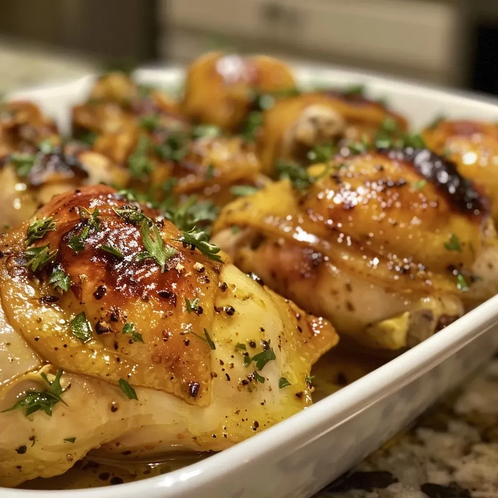 ['Close-up view of glazed honey baked chicken with a juicy texture.', 'Side view of succulent honey baked chicken showcasing a golden glaze.', 'Detailed shot of tender chicken breasts coated in a honey mustard glaze.', 'Close-up image of mouth-watering honey baked chicken with herbs.']