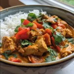 ['Close-up shot of a bowl of High Protein Chicken Curry with vibrant colors.', 'Side view of juicy Chicken Curry served with rice, showcasing a variety of ingredients.', 'Appetizing High Protein Chicken Curry in a bowl, highlighting the textures of the dish.', 'Close-up of a delicious Chicken Curry, featuring diced chicken, creamy sauce, and colorful peppers.']