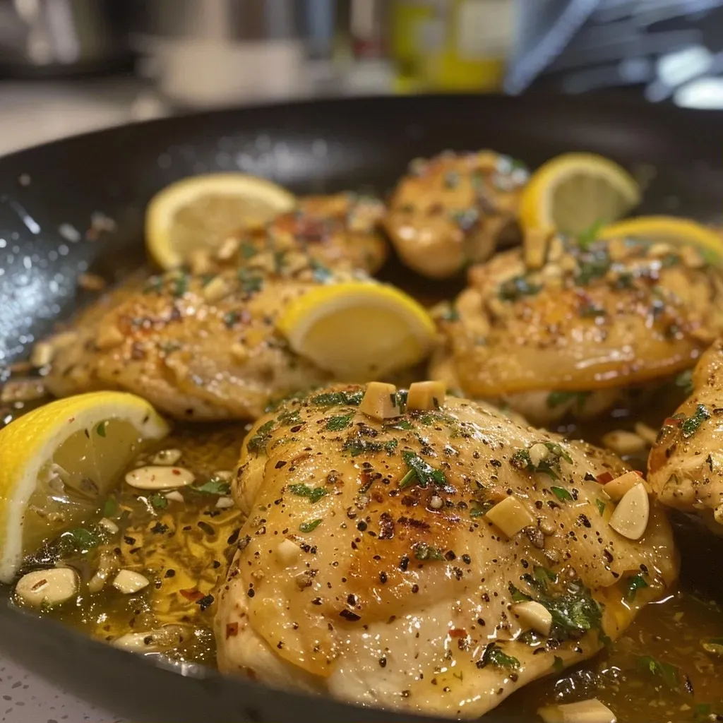 ['A close-up view of juicy zesty chicken breasts garnished with herbs and lemon zest.', 'Side angle of succulent chicken breasts, glistening with olive oil and herbs, ready to serve.', 'A vibrant presentation of grilled chicken, showcasing its tender texture and lemon garnish.', 'Detailed shot of flavorful chicken breasts marinated with lemon and spices against a rustic backdrop.']