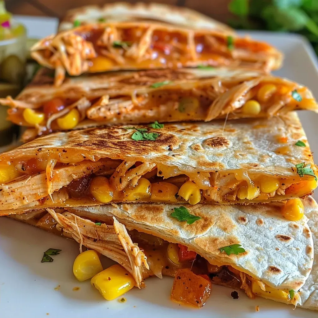 Juicy Honey Chipotle Chicken Quesadillas highlighted with fresh ingredients and melted cheese.